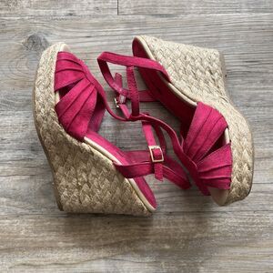 American Eagle Wedge Sandals Women’s 10 Y2K Pink Strappy Vintage Platform Shoes